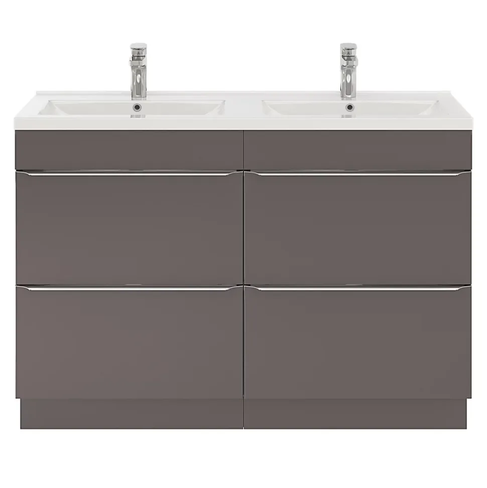 Meuble sous vasque à poser gris taupe brillant l.120 x H.82 x P.45 cm, GoodHome Imandra