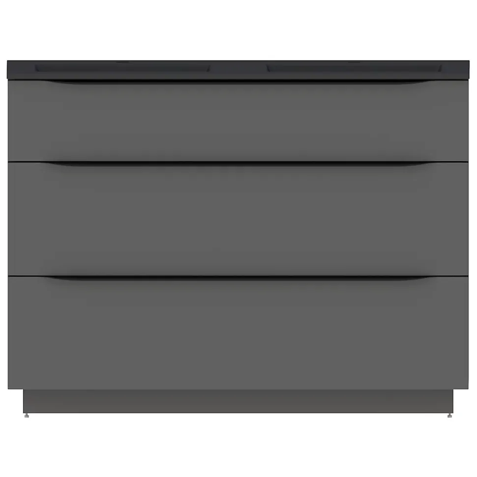 Meuble sous vasque à poser gris anthracite brillant l.120 x H.88 x P.50 cm, Pamili