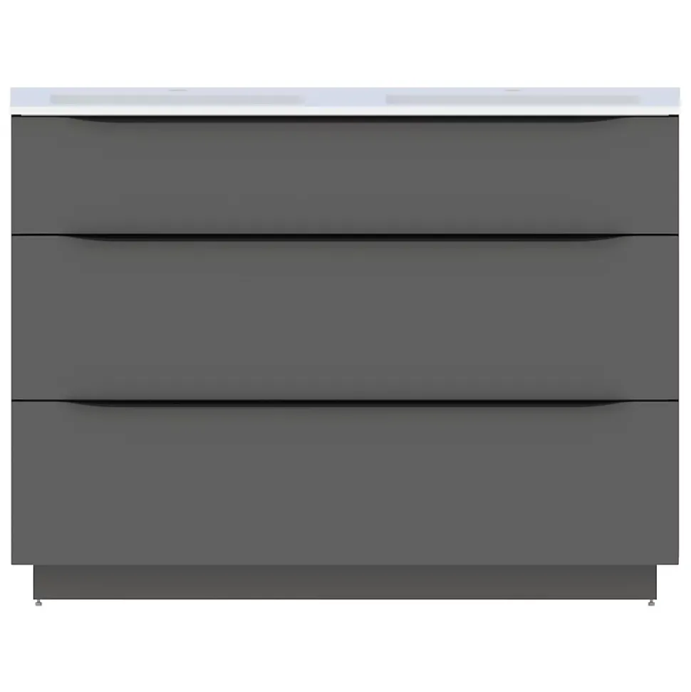 Meuble sous vasque à poser gris anthracite brillant l.120 x H.88 x P.50 cm, Pamili