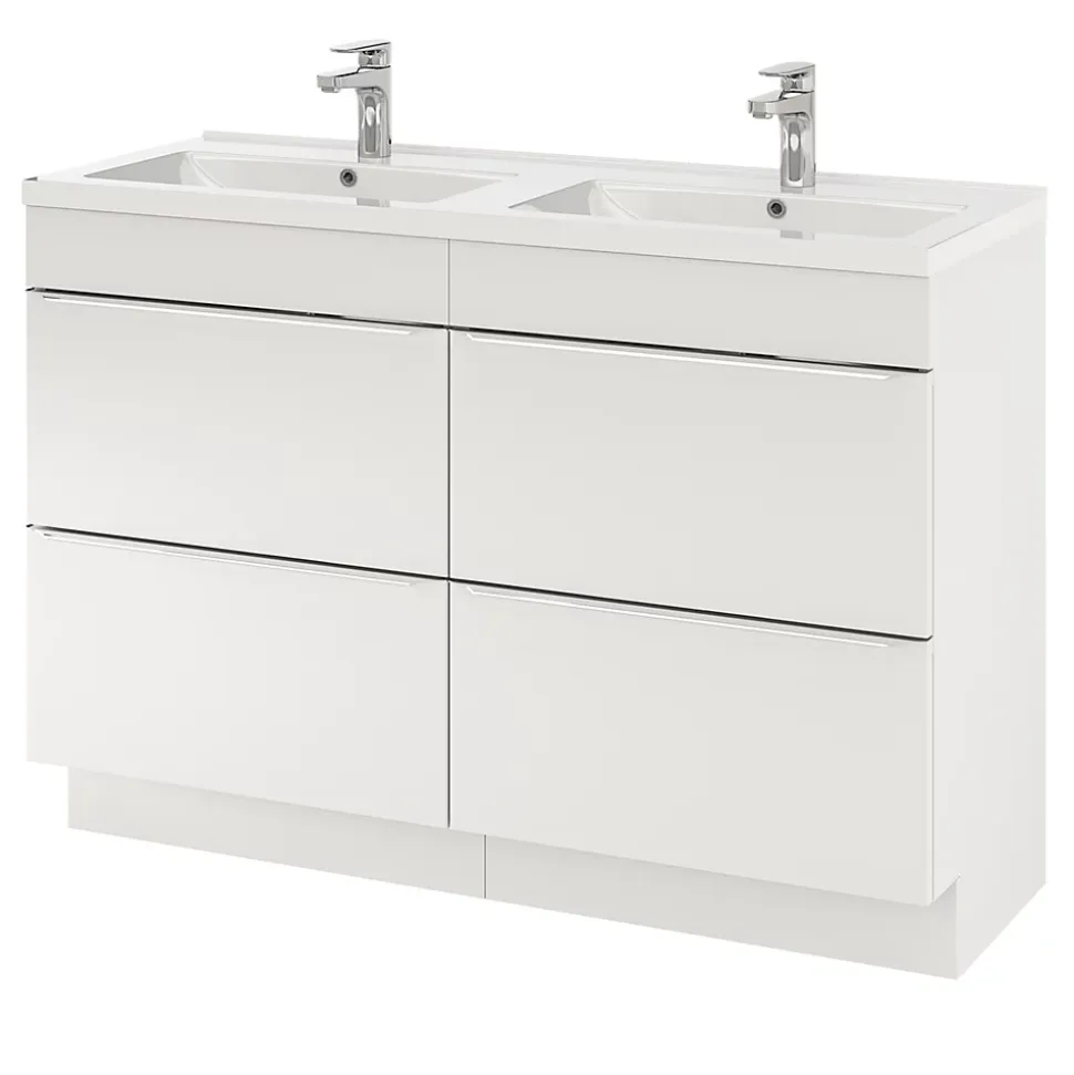 Meuble sous vasque à poser blanc brillant l.120 x H.82 x P.45 cm, GoodHome Imandra