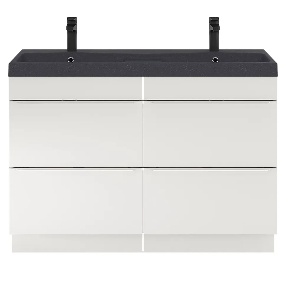 Meuble sous vasque à poser blanc brillant l.120 x H.82 x P.45 cm, GoodHome Imandra