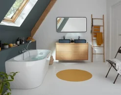 Meuble sous vasque à suspendre GoodHome Avela placage chêne 120 cm