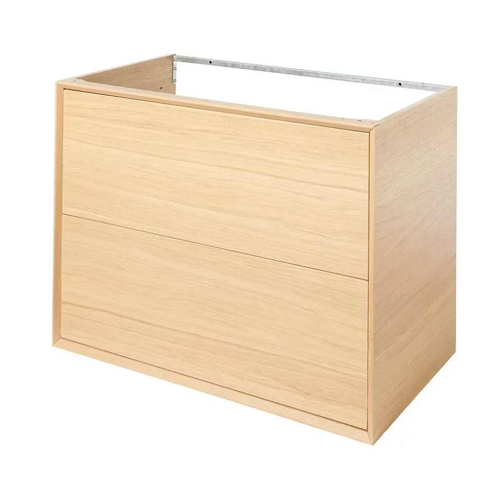 Meuble sous vasque à suspendre GoodHome Avela placage chêne 80 cm