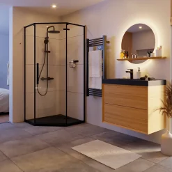 Meuble sous vasque à suspendre GoodHome Avela placage chêne 80 cm