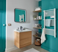 Meuble sous vasque à suspendre GoodHome Avela placage chêne 60 cm