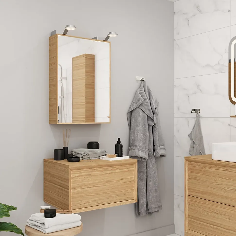 Meuble sous vasque 1 tiroir Avela 60 cm à suspendre + plan de toilette 60 cm GoodHome