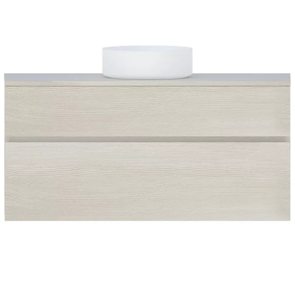 Meuble sous vasque effet chêne l.120 cm 2 tiroirs, Calao