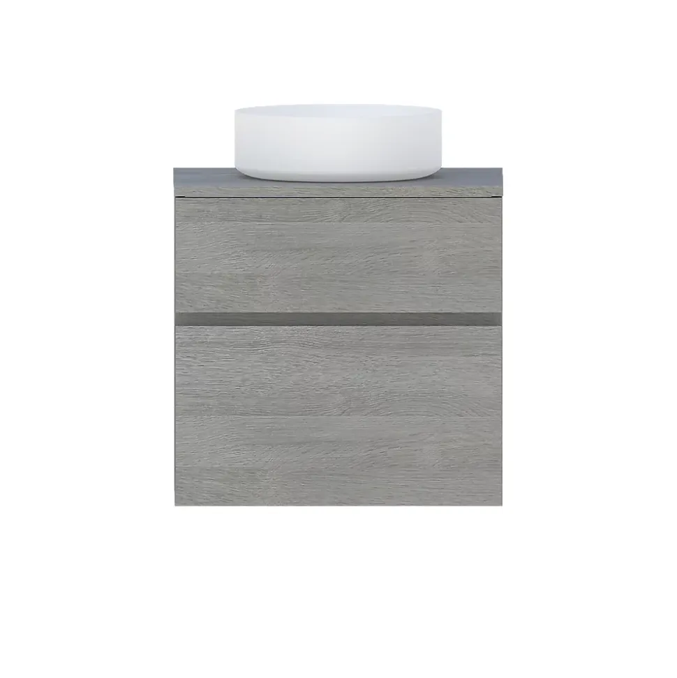 Meuble sous vasque effet chêne clair l.60 cm 2 tiroirs, Calao