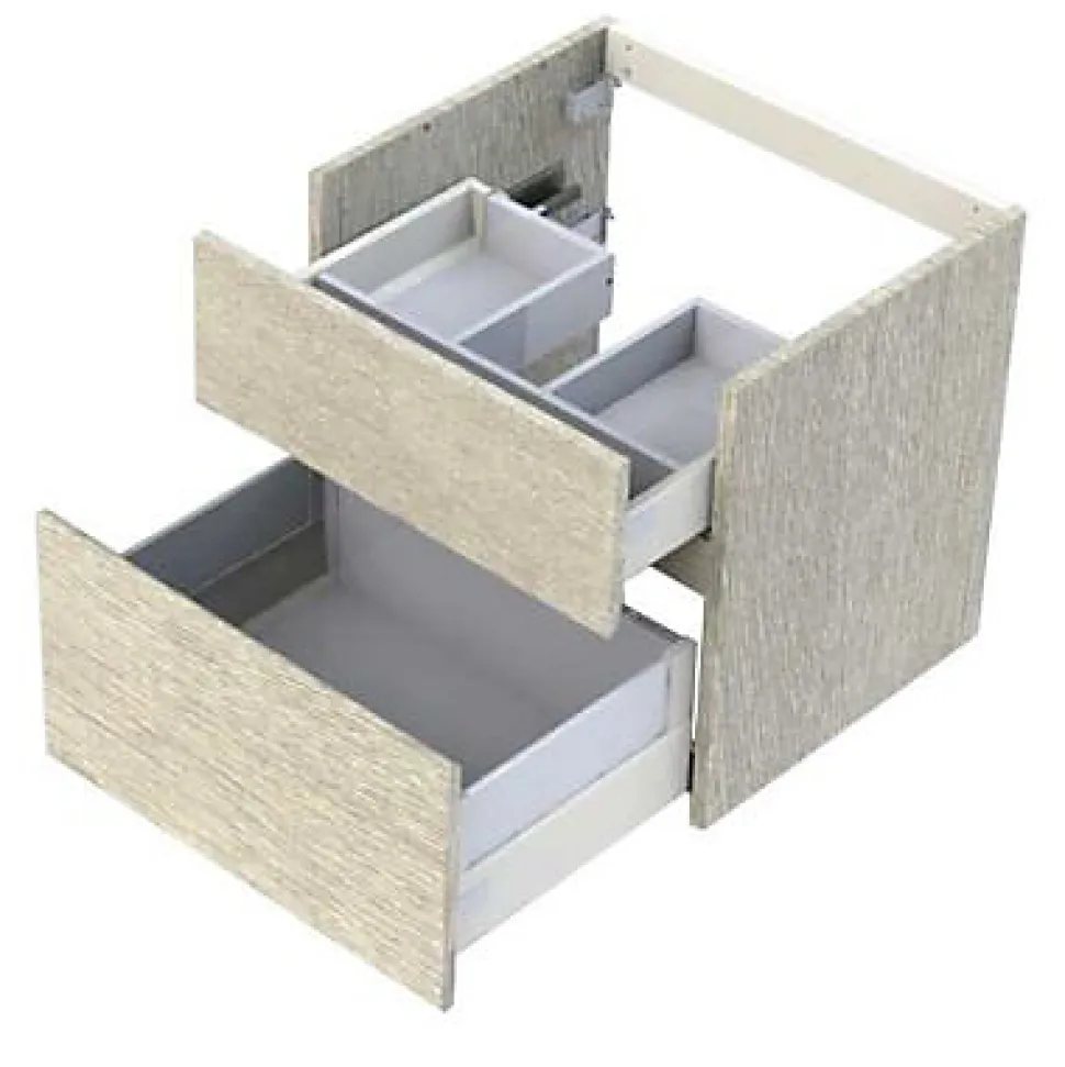Meuble sous vasque effet chêne clair l.60 cm 2 tiroirs, Calao