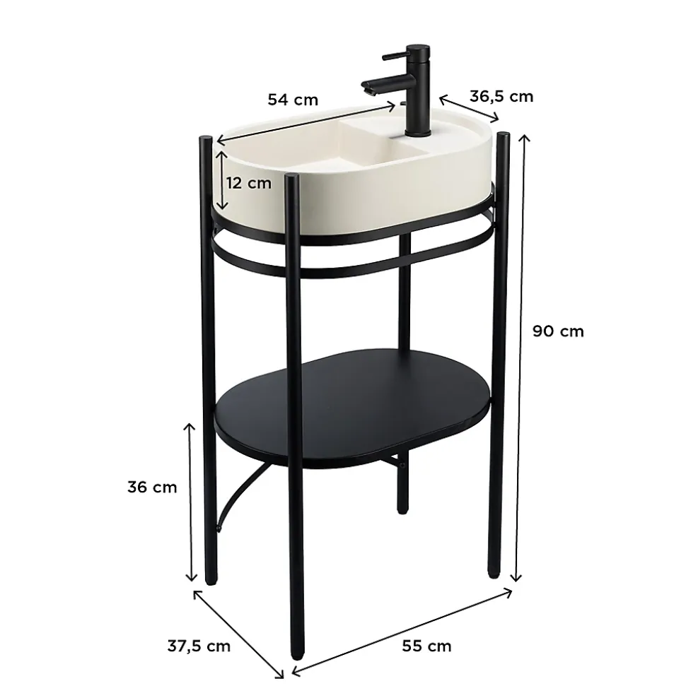 Meuble sous vasque en métal l.55 x H.89,5 x P.37,5 cm, Homesight Pao