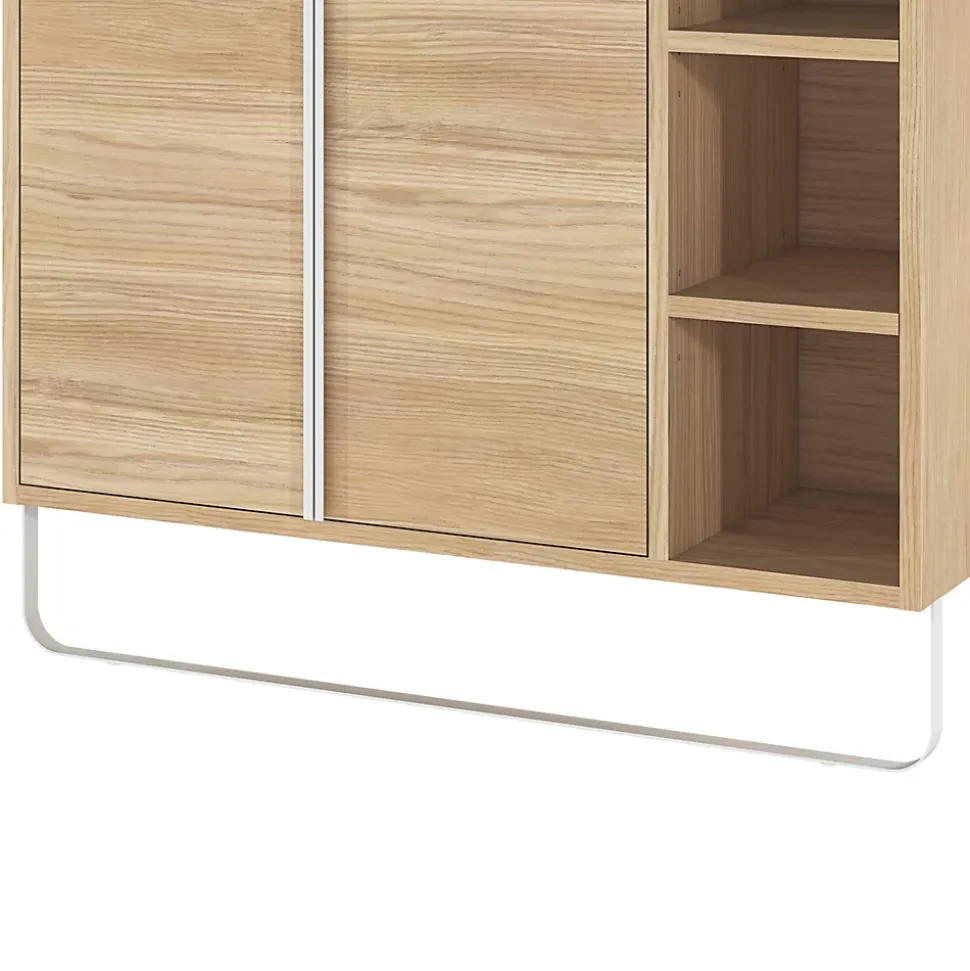 Meuble sous vasque faible profondeur à poser avec porte-serviettes effet bois l.85 x H.82 x P.36 cm, GoodHome Maza