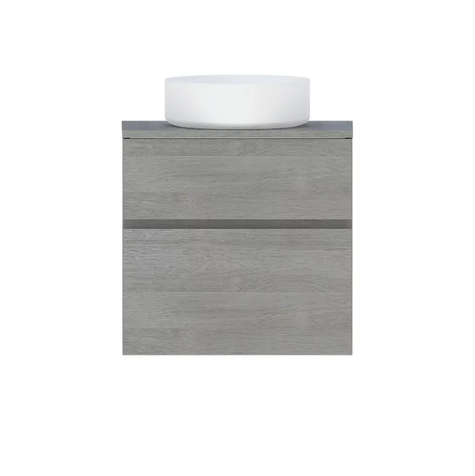 Meuble sous vasque faible profondeur effet chêne clair l.60 cm 2 tiroirs, Calao