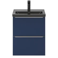Meuble sous vasque suspendu faible profondeur bleu nuit mat l.50 x H.60 x P.36 cm, GoodHome Imandra
