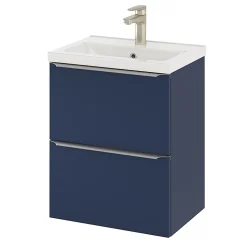 Meuble sous vasque suspendu faible profondeur bleu nuit mat l.50 x H.60 x P.36 cm, GoodHome Imandra