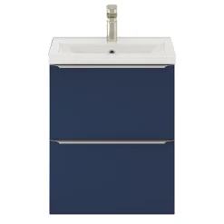 Meuble sous vasque suspendu faible profondeur bleu nuit mat l.50 x H.60 x P.36 cm, GoodHome Imandra