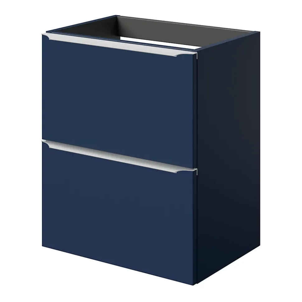 Meuble sous vasque suspendu faible profondeur bleu nuit mat l.50 x H.60 x P.36 cm, GoodHome Imandra