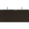 Meuble sous vasque suspendu effet noyer l.120 cm pour double vasque, Pura