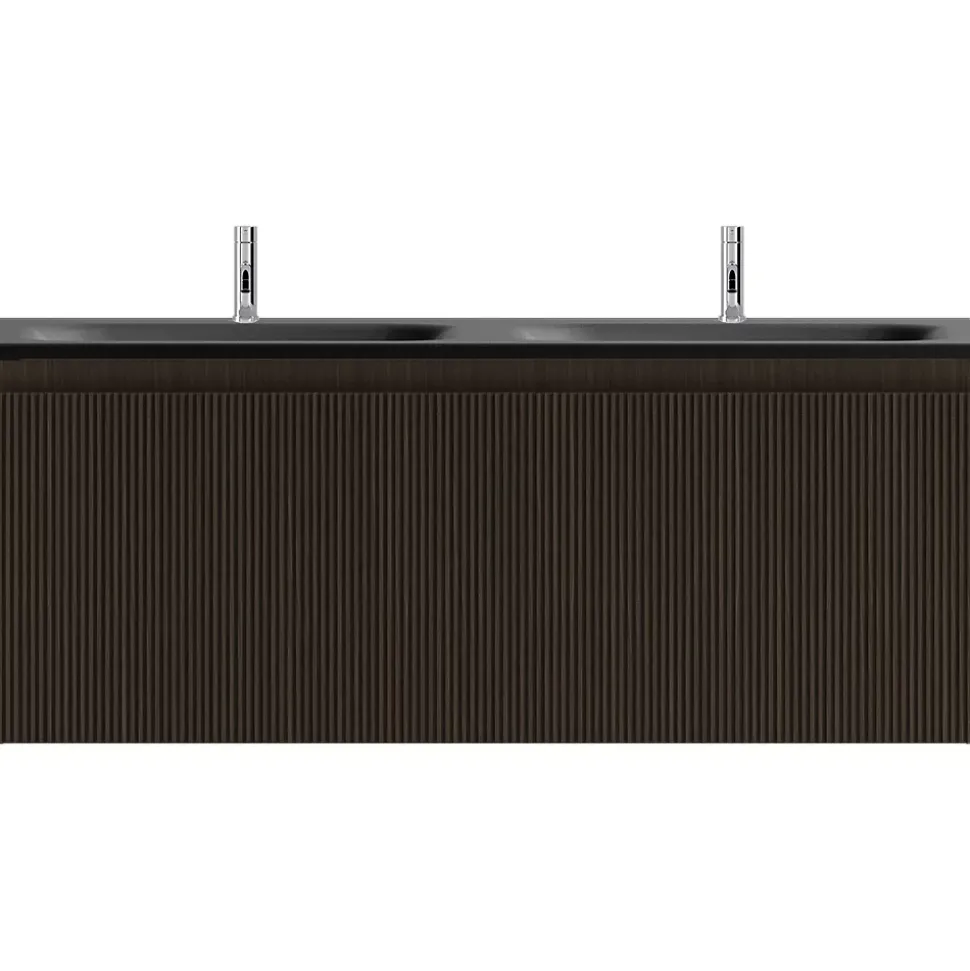 Meuble sous vasque suspendu effet noyer l.120 cm pour double vasque, Pura
