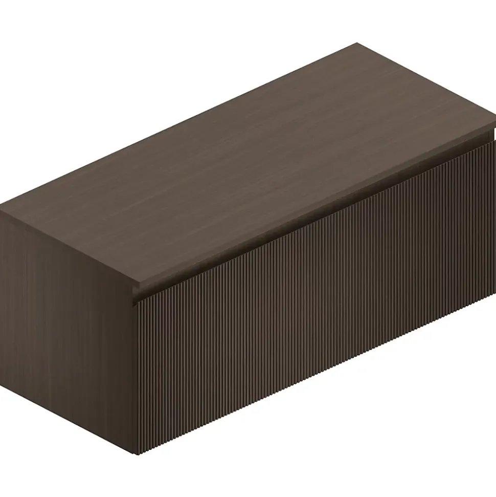 Meuble sous vasque suspendu effet noyer l.120 cm pour double vasque, Pura
