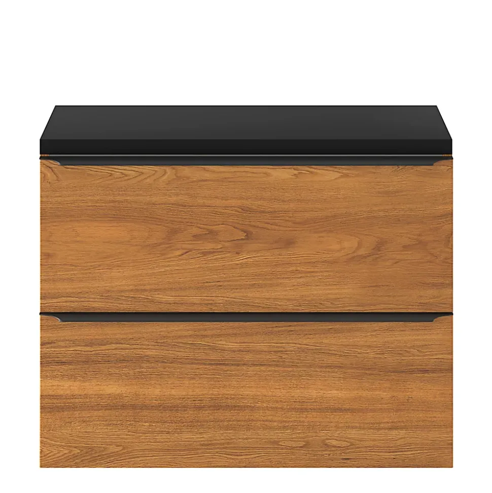 Meuble sous vasque suspendu faible profondeur effet noyer l.80 x H.60 x P.36 cm, GoodHome Imandra