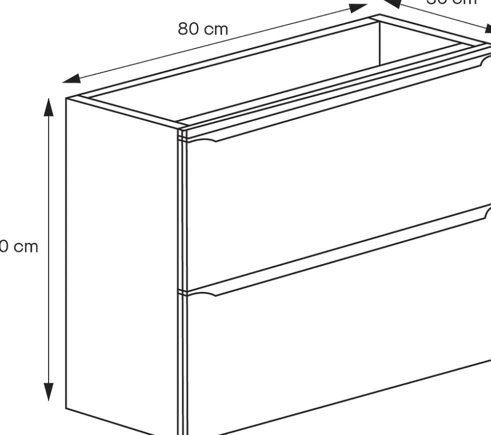 Meuble sous vasque suspendu faible profondeur noir mat l.80 x H.60 x P.36 cm, GoodHome Imandra