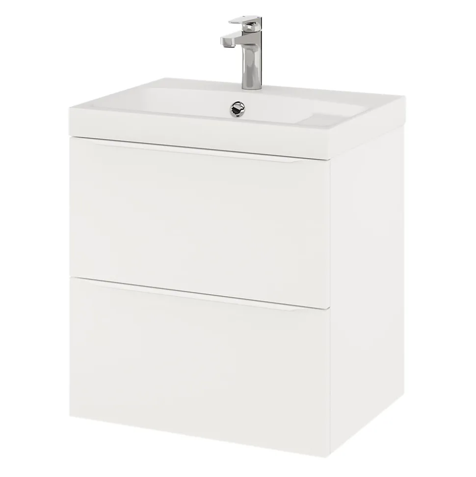 Meuble sous vasque suspendu blanc mat l.60 x H.60 x P.45 cm, GoodHome Imandra