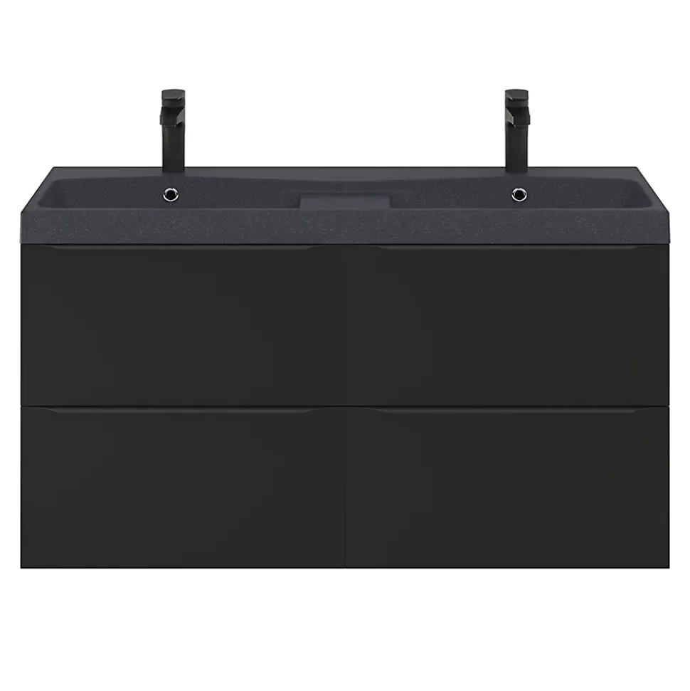 Meuble sous vasque suspendu noir mat l.120 x H.60 x P.45 cm, GoodHome Imandra