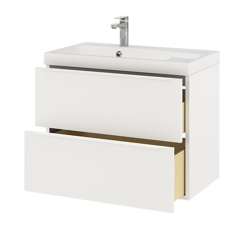 Meuble sous vasque suspendu blanc mat l.80 x H.60 x P.45 cm, GoodHome Imandra