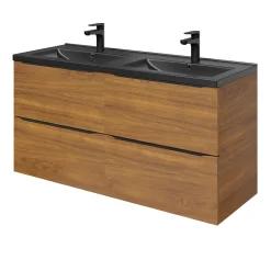 Meuble sous vasque suspendu effet noyer l.120 x H.60 x P.45 cm, GoodHome Imandra
