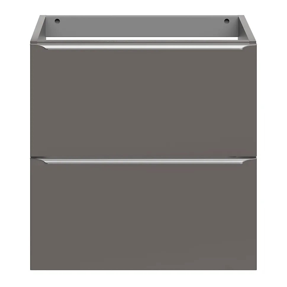 Meuble sous vasque suspendu faible profondeur gris taupe brillant l.60 x H.60 x P.36 cm, GoodHome Imandra