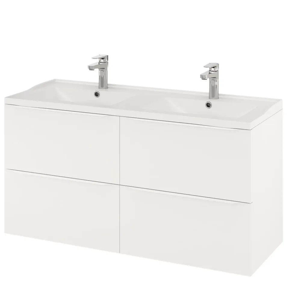Meuble sous vasque suspendu blanc mat l.120 x H.60 x P.45 cm, GoodHome Imandra