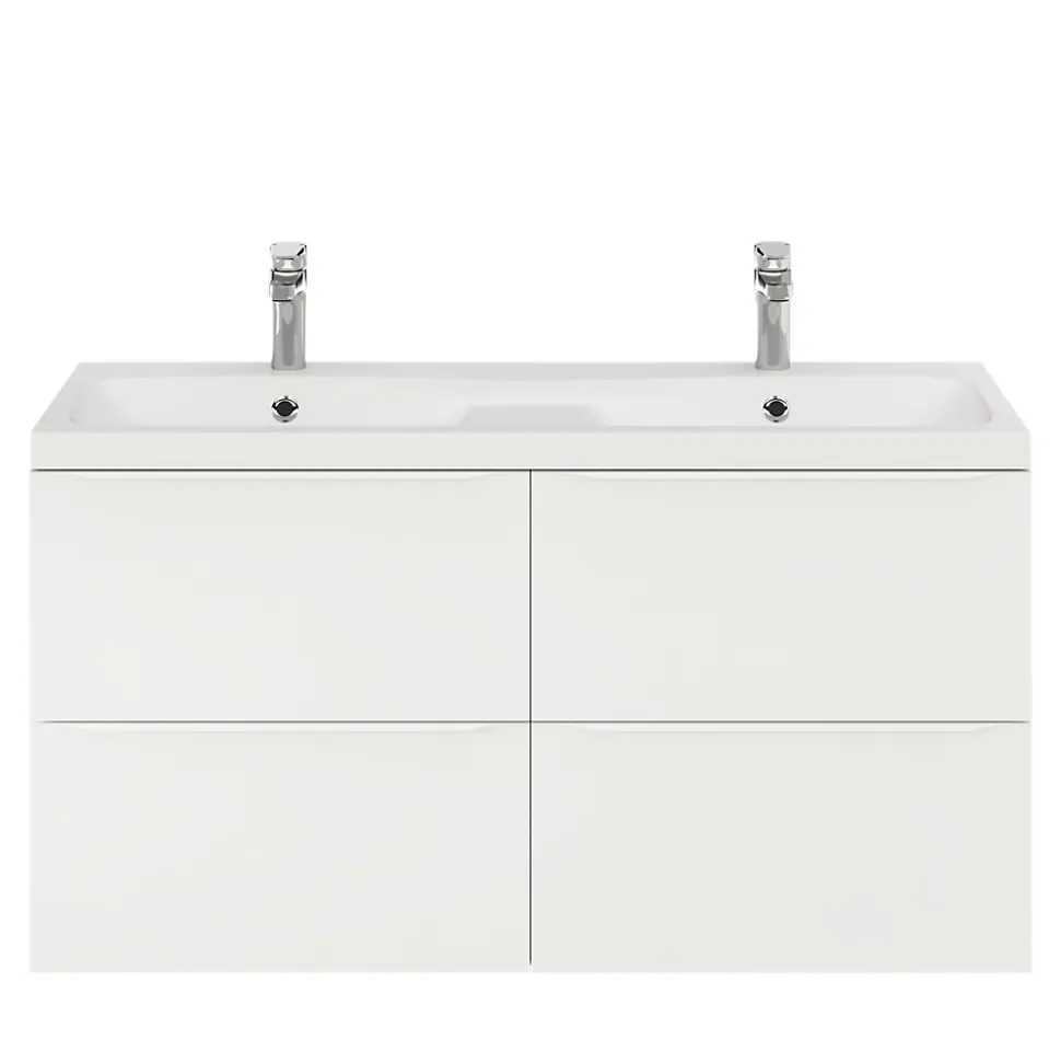 Meuble sous vasque suspendu blanc mat l.120 x H.60 x P.45 cm, GoodHome Imandra