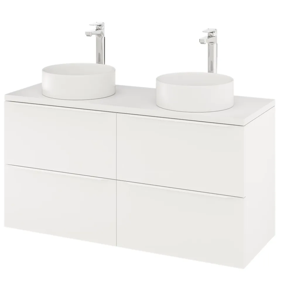 Meuble sous vasque suspendu blanc mat l.120 x H.60 x P.45 cm, GoodHome Imandra