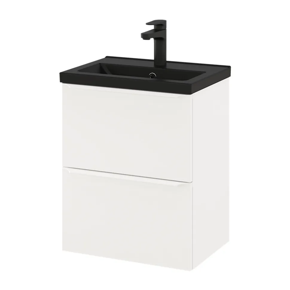 Meuble sous vasque suspendu faible profondeur blanc mat l.50 x H.60 x P.36 cm, GoodHome Imandra