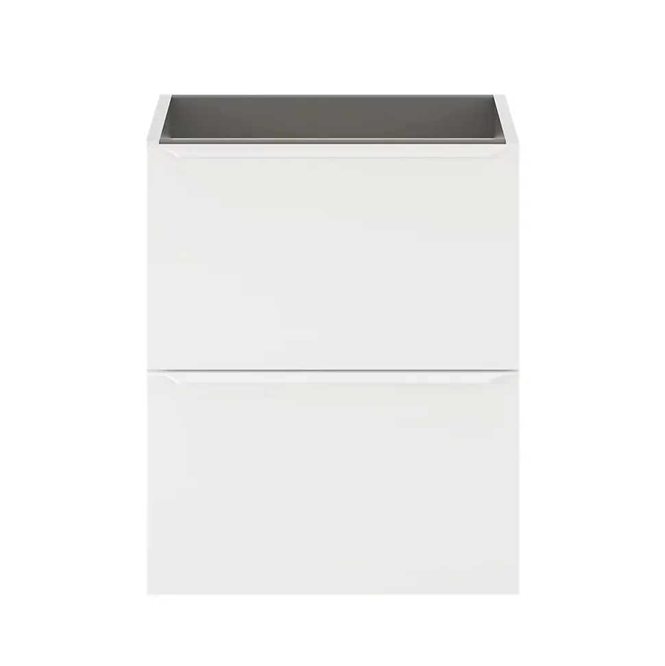 Meuble sous vasque suspendu faible profondeur blanc mat l.50 x H.60 x P.36 cm, GoodHome Imandra