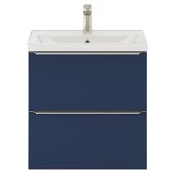 Meuble sous vasque suspendu faible profondeur bleu nuit mat l.60 x H.60 x P.36 cm, GoodHome Imandra