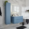 Meuble sous vasque suspendu bleu mat version droite l.104 x H.55 x P.50,5 cm, Alba