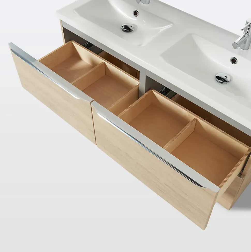 Meuble sous vasque suspendu effet chêne l.120 x H.60 x P.45 cm, GoodHome Imandra