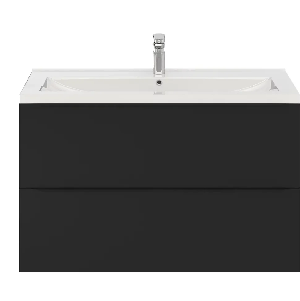 Meuble sous vasque suspendu noir mat l.100 x H.60 x P.45 cm, GoodHome Imandra
