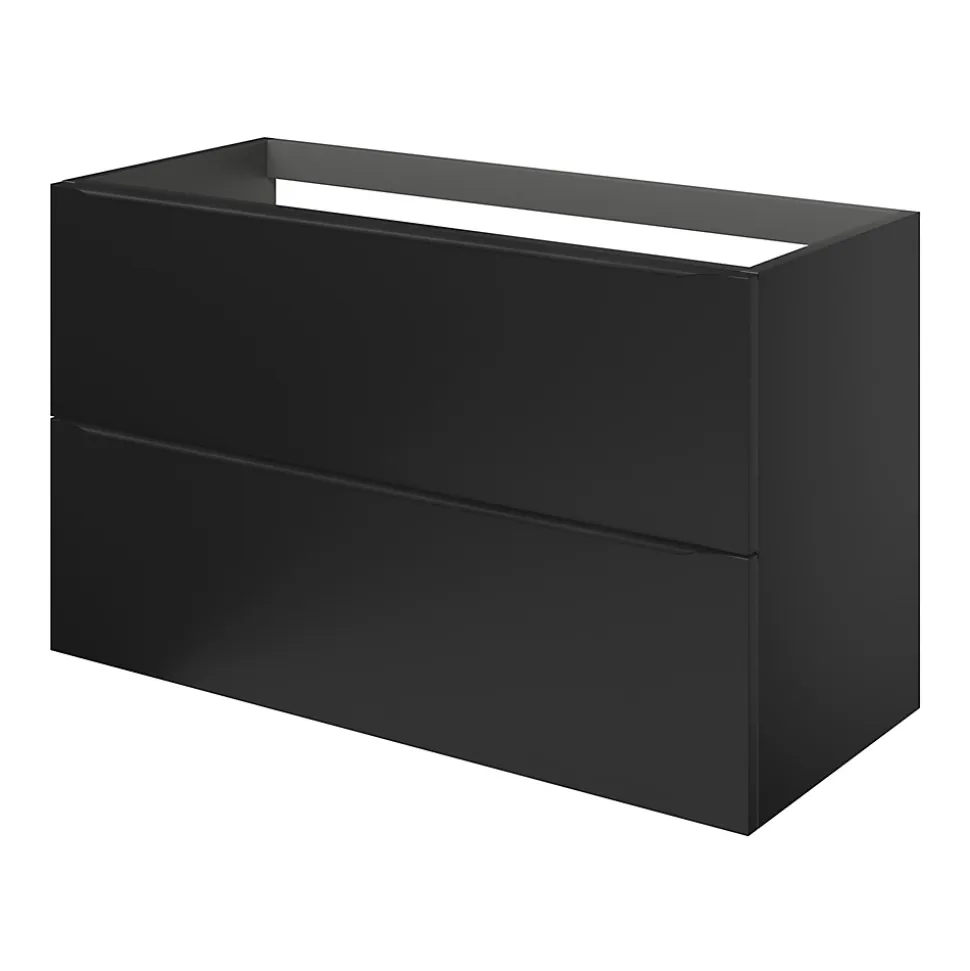 Meuble sous vasque suspendu noir mat l.100 x H.60 x P.45 cm, GoodHome Imandra