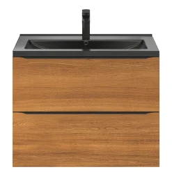Meuble sous vasque suspendu effet noyer l.80 x H.60 x P.45 cm, GoodHome Imandra