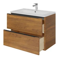 Meuble sous vasque suspendu effet noyer l.80 x H.60 x P.45 cm, GoodHome Imandra