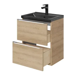 Meuble sous vasque suspendu faible profondeur effet chêne l.50 x H.60 x P.36 cm, GoodHome Imandra