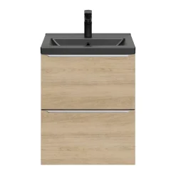 Meuble sous vasque suspendu faible profondeur effet chêne l.50 x H.60 x P.36 cm, GoodHome Imandra