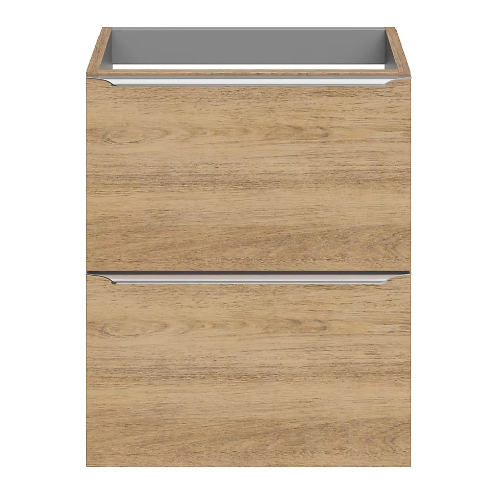 Meuble sous vasque suspendu faible profondeur effet chêne l.50 x H.60 x P.36 cm, GoodHome Imandra