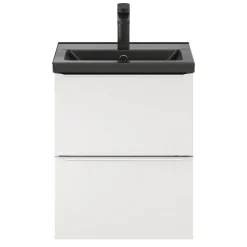 Meuble sous vasque suspendu faible profondeur blanc brillant l.50 x H.60 x P.36 cm, GoodHome Imandra