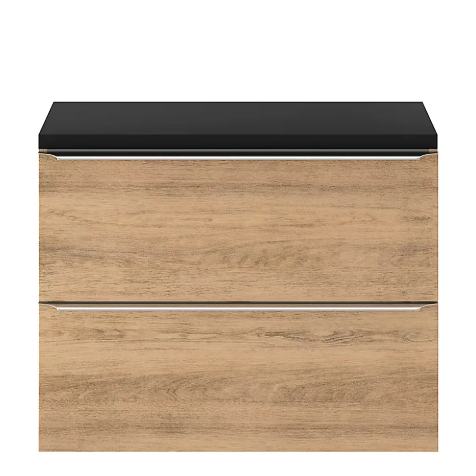 Meuble sous vasque suspendu faible profondeur effet chêne l.80 x H.60 x P.36 cm, GoodHome Imandra