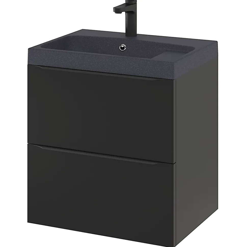 Meuble sous vasque suspendu noir mat l.60 x H.60 x P.45 cm, GoodHome Imandra
