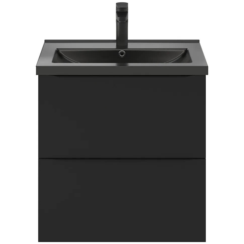 Meuble sous vasque suspendu noir mat l.60 x H.60 x P.45 cm, GoodHome Imandra