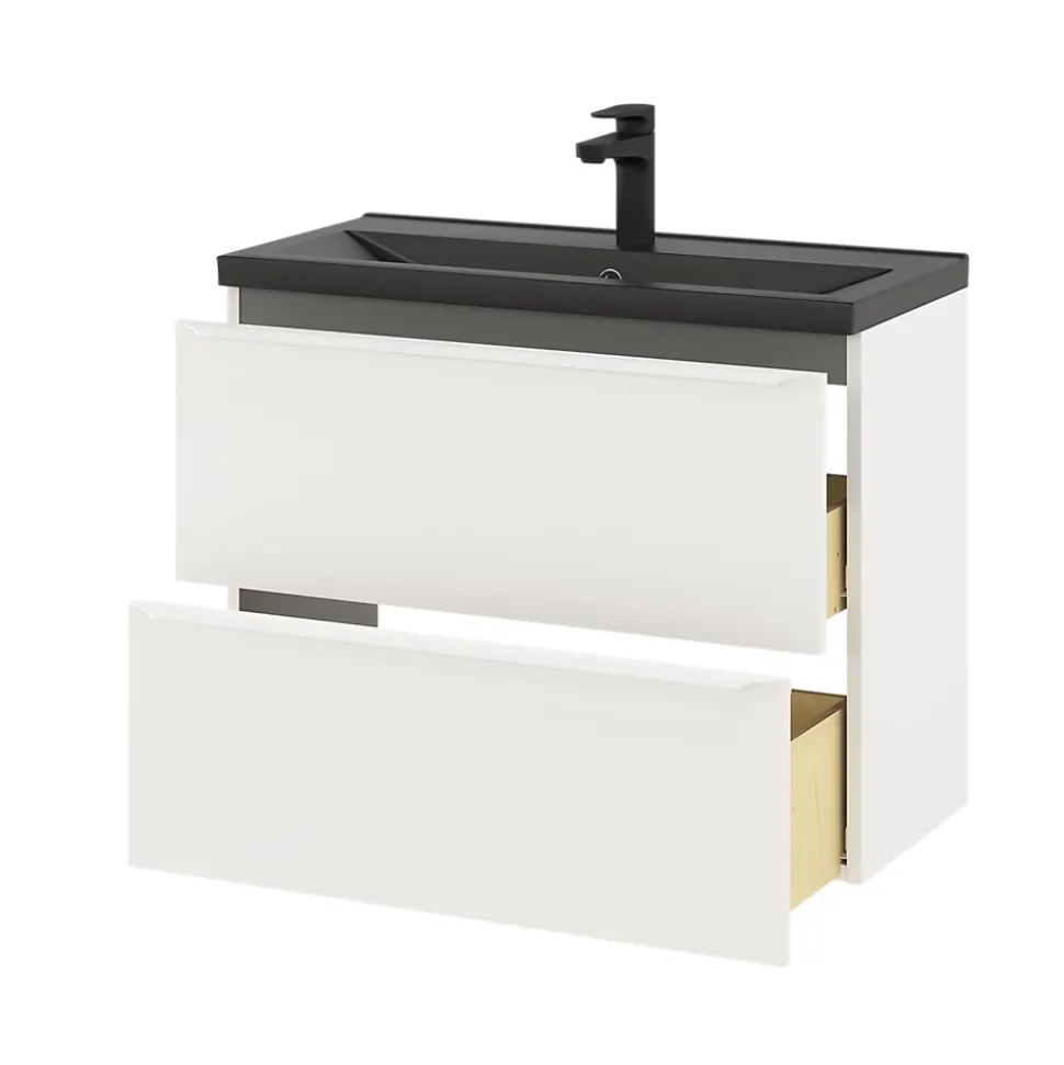 Meuble sous vasque suspendu faible profondeur blanc mat l.80 x H.60 x P.36 cm, GoodHome Imandra